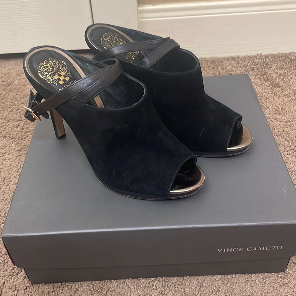 Vince Camuto black suede heels
